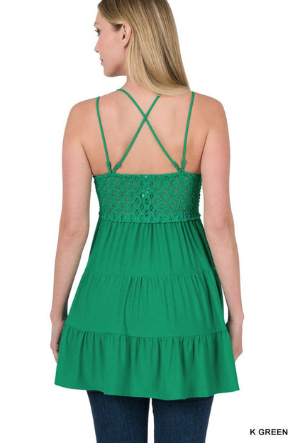 Zenana Crochet Lace Ruffle Cami