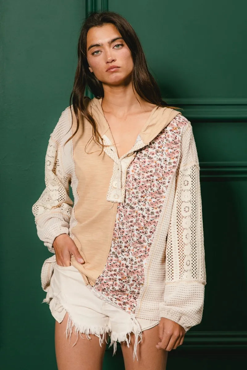 ace Combo Slub Jersey Hoodie – Buttoned, Chic & Casual Comfort