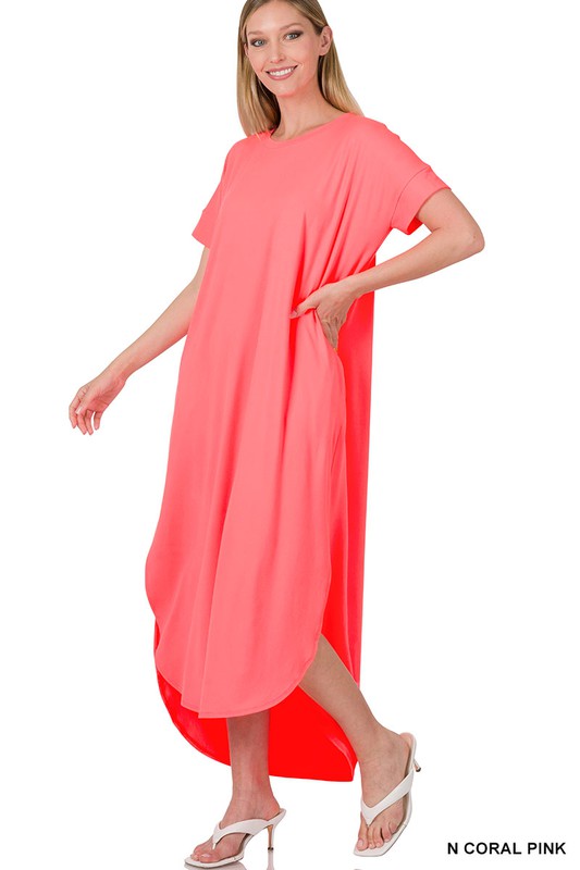 Zenana Brushed DTY Short Sleeve Maxi Dress