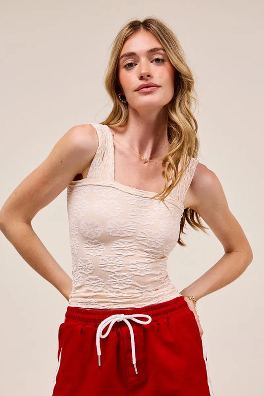 Two‑Tone Floral Seamless Tank Top – Chic, Modern & Versatile