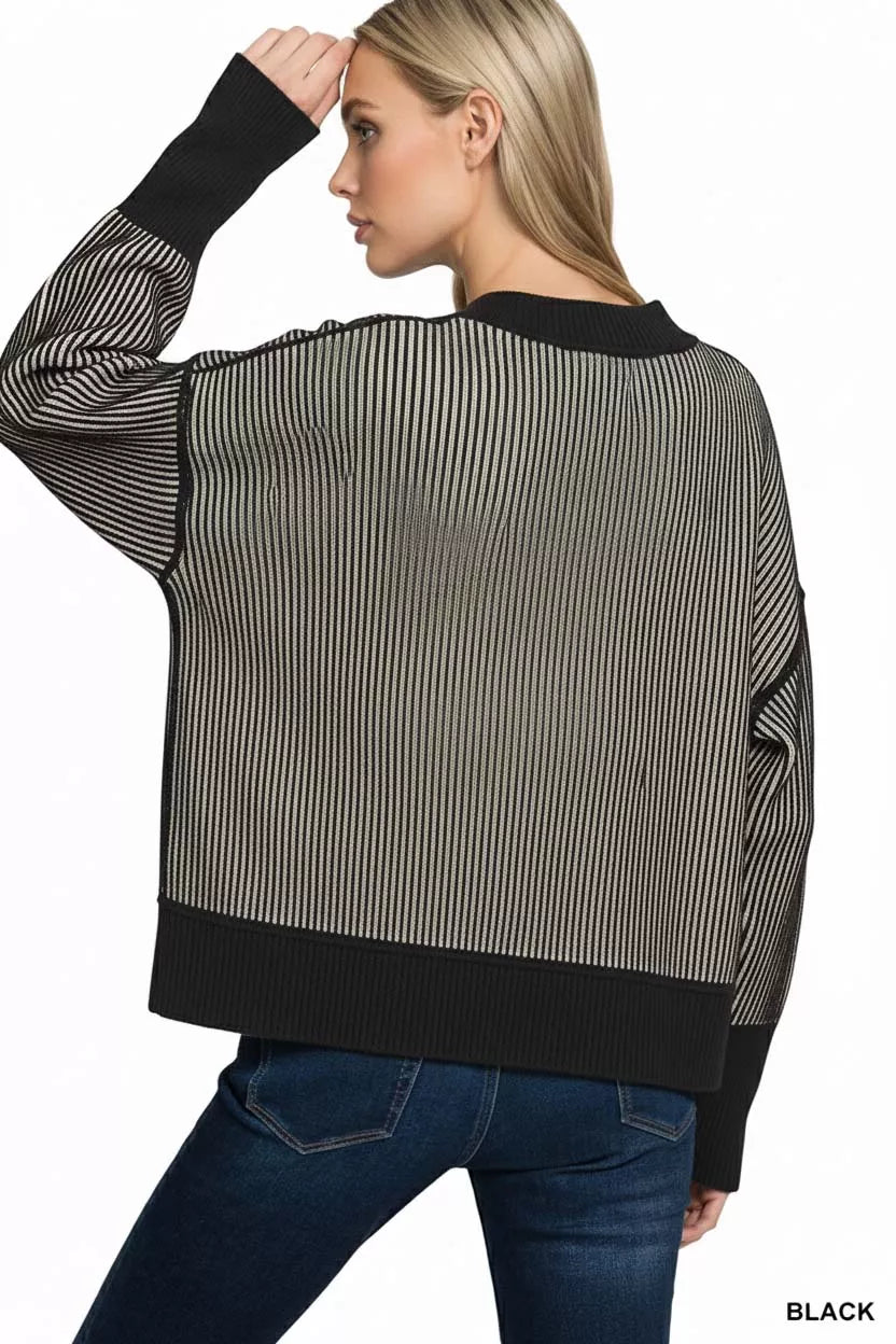 Zenana Ribbed Two-Tone Exposed Seam Sweater – Modern Cozy Style