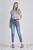Artemis Vintage High Rise Distressed Mom Jeans – Stretchy Retro Fit