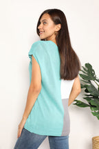 Color Block V-Neck Knit Top – Modern, Stylish & Versatile