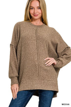 Zenana Brushed Melange Hacci Oversized Sweater – Cozy & Chic Knit