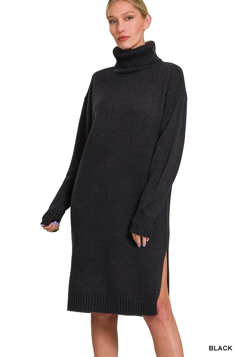 Turtleneck Long Sleeve Midi Sweater Dress | Cozy Women’s Winter Outfit