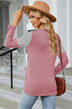 Leopard Striped Round Neck T-Shirt – Casual Chic Everyday Top