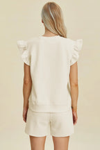 Textured Ruffle Sleeve Top & Shorts Set – Cute, Comfy & Stylish