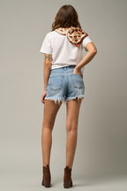 Insane Gene Crossover Denim Mom Shorts – Trendy High Waist Style