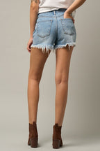 Insane Gene Crossover Denim Mom Shorts – Trendy High Waist Style