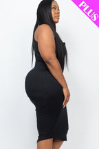 Capella Plus Size Split Neck Tank Dress – Chic & Comfy Style