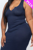Capella Plus Size Split Neck Tank Dress – Chic & Comfy Style