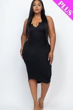 Capella Plus Size Split Neck Tank Dress – Chic & Comfy Style