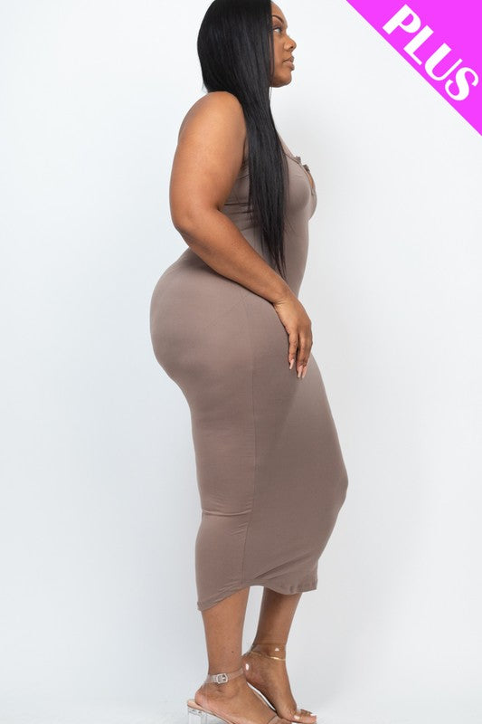 Capella Plus Size Split Neck Tank Dress – Chic & Comfy Style