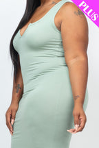 Capella Plus Size Split Neck Tank Dress – Chic & Comfy Style
