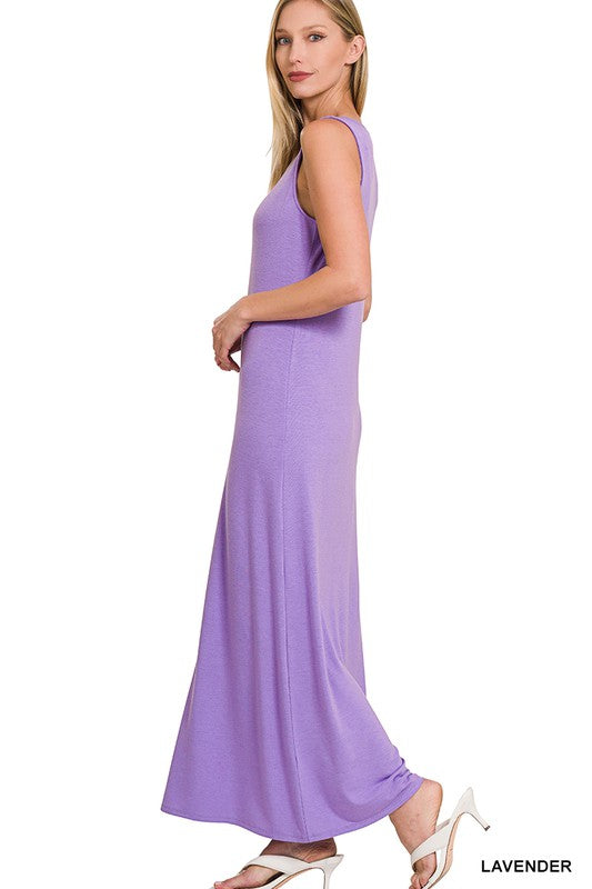 Zenana Sleeveless Flared Scoop Neck Maxi Dress