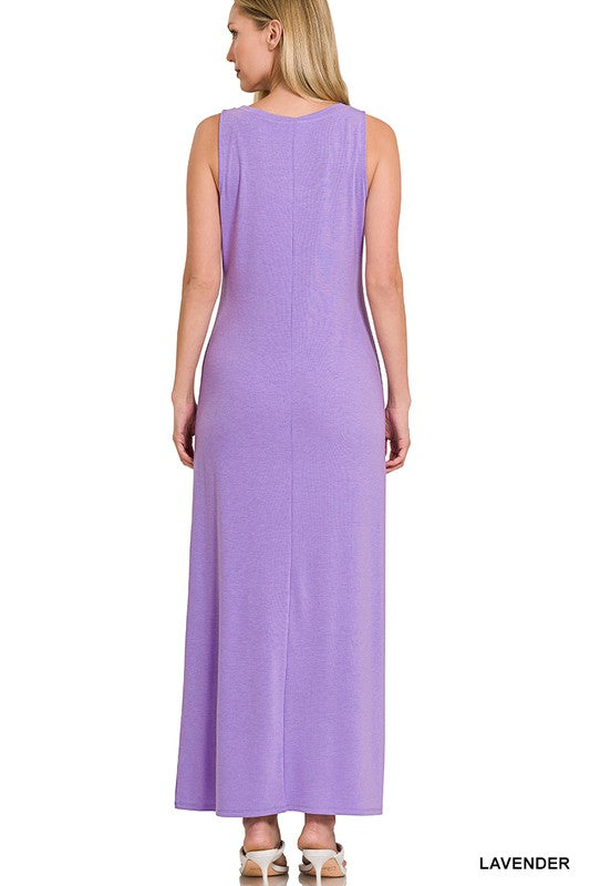 Zenana Sleeveless Flared Scoop Neck Maxi Dress