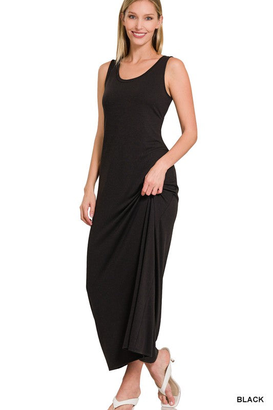 Zenana Sleeveless Flared Scoop Neck Maxi Dress