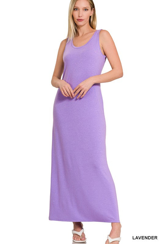 Zenana Sleeveless Flared Scoop Neck Maxi Dress