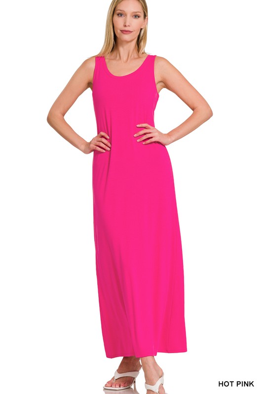 Zenana Sleeveless Flared Scoop Neck Maxi Dress