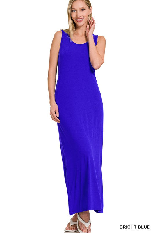 Zenana Sleeveless Flared Scoop Neck Maxi Dress