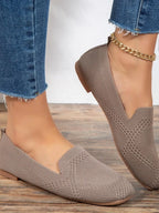 Square Toe Flat Slip-Ons – Chic Comfortable Everyday Shoes