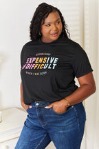 Slogan Graphic Cuffed Sleeve T-Shirt Trendy & Expressive Style