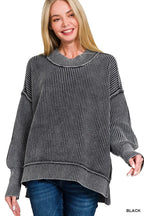 Charcoal Oversized Ribbed Pullover Sweater – Cozy Everyday Essential