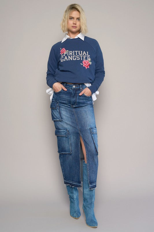 Insane Gene Cargo Pocket Long Skirt – Trendy Utility Chic Style