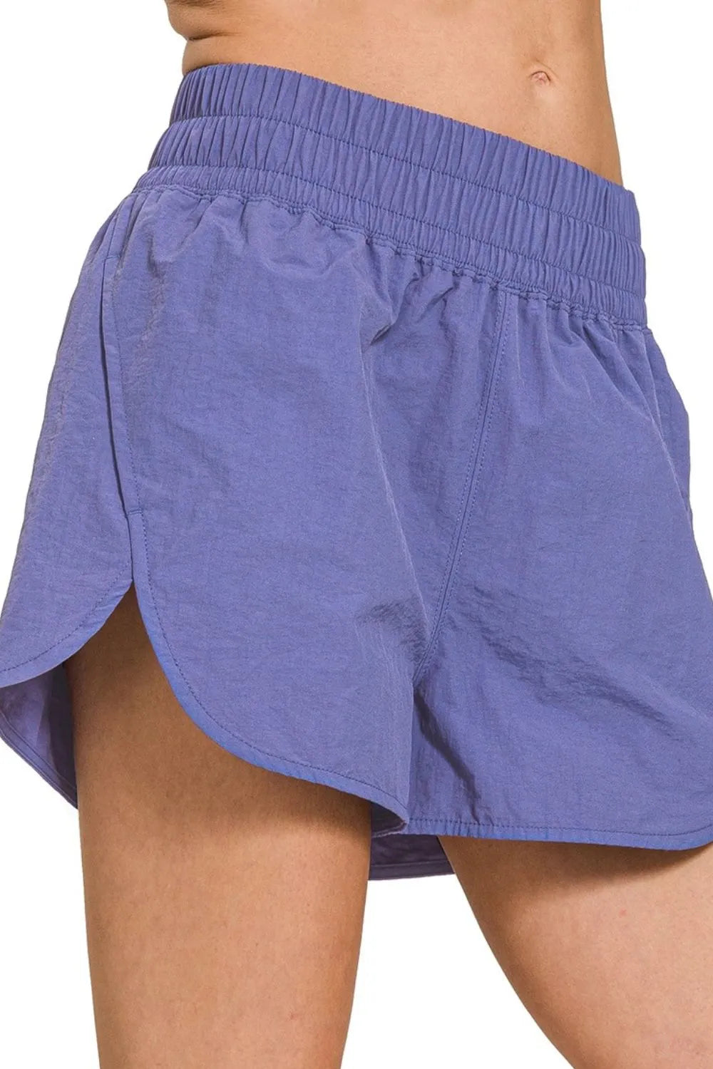 Women’s lightweight athletic shorts, smocked waist, marlin blue