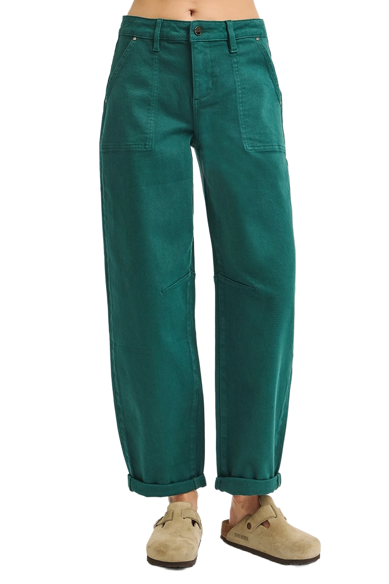 Dreamkue-Risen Women's High Rise Ankle Barrel Pants with Cuffed Hem Stretch Denim,Tummy-Control Fit