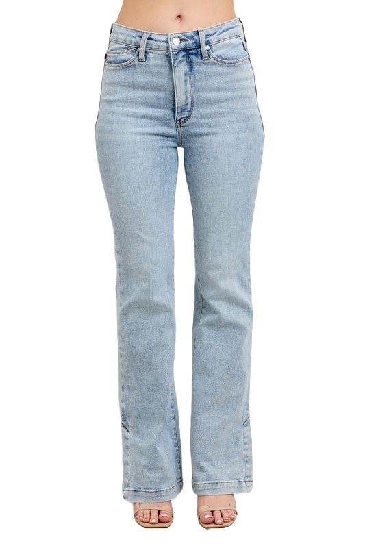 Judy Blue Women's High Waist Tummy Control Vintage Wash Slim Bootcut Jeans.