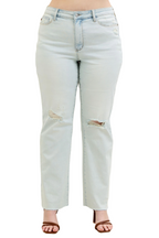 Judy Blue Women's High Waist Destroyed Bootcut Jeans with Frayed Hem Stretch Denim.