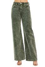 Risen Women's High Rise Wide Leg Corduroy Jeans Plus Size