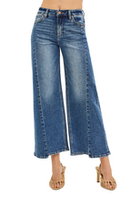 Dreamkue-Risen Women's High Rise Crop Wide Leg Jeans with Step Hem Trendy Distressed Denim Fit