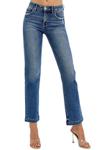 Dreamkue-Risen Women's Tummy Control Mid Rise Straight Jeans with Elastic Waistband