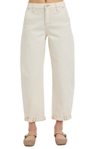 Risen Women's High Rise Relaxed Barrel Cuffed Jeans Denim