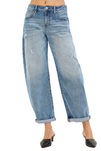 Risen Women's Slouchy Barrel Jeans with Cuffed Ankle Relaxed Fit Ankle Length