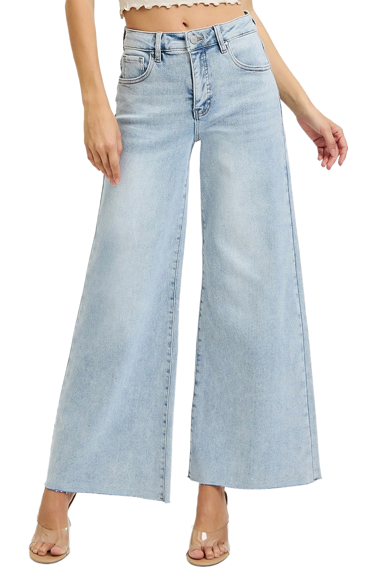 Risen Women's High Rise Ankle Wide Leg Palazzo Jeans