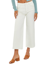 Dreamkue-Risen Women's Tummy Control High Rise Crop Wide Leg Jeans Flattering Stretch Denim Pants