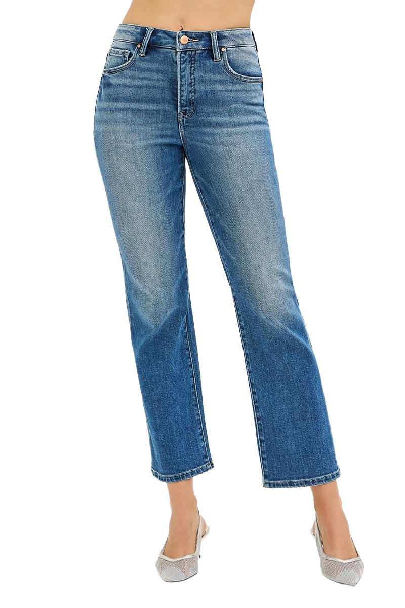 Risen Tummy Control High Rise Crop Straight Jeans