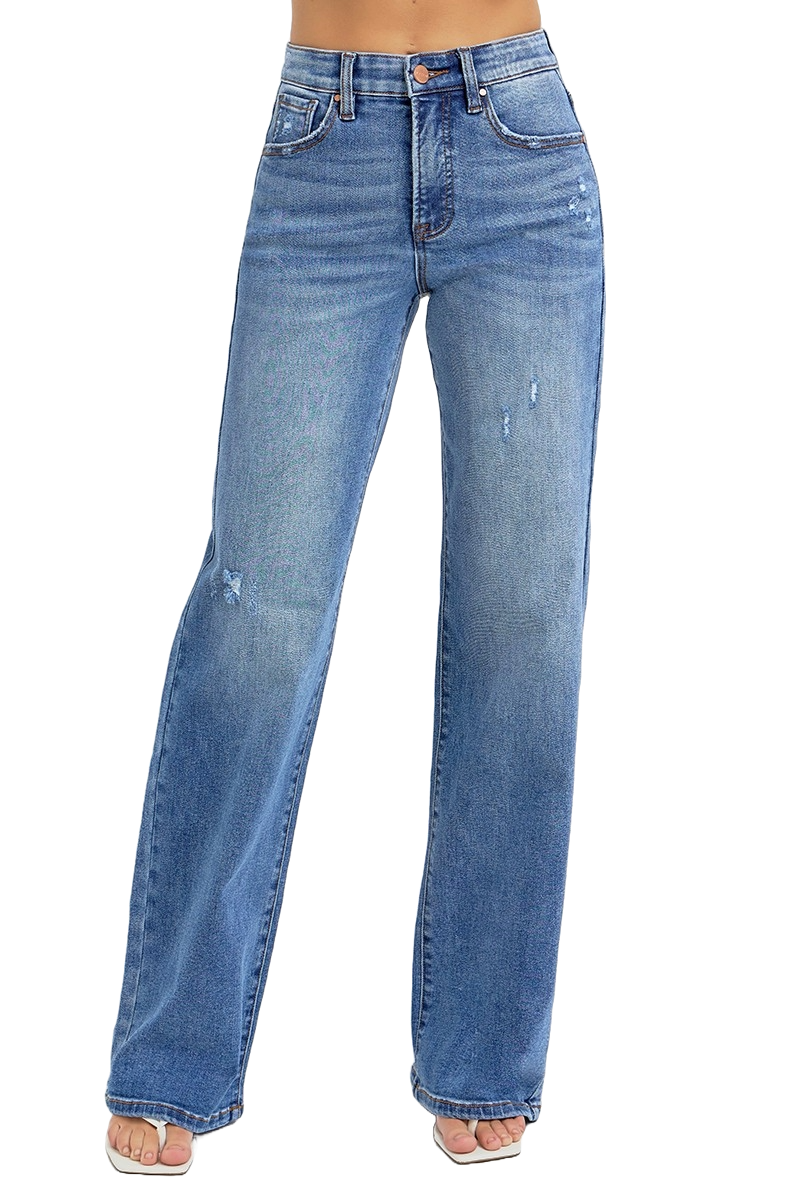 Dreamkue-Risen Women's High Rise Wide Leg Jeans with Tummy Control & Elastic Waistband