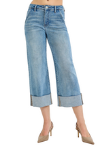 Dreamkue-Risen Women's High Rise Tummy Control Ankle Jeans with Wide Cuffed Hem