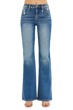 Tummy Control High Rise Flare Jeans | Flattering Retro Style