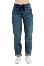 Judy Blue Women's High Waist Vintage Wash Drawstring Jeans