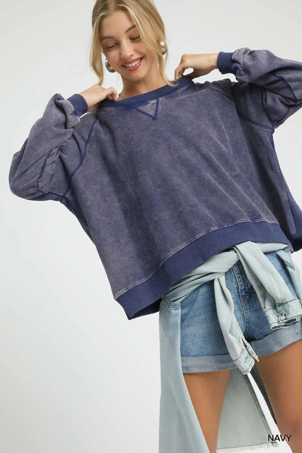 Mineral Wash French Terry Sweatshirt – Cozy Casual Chic Pullover