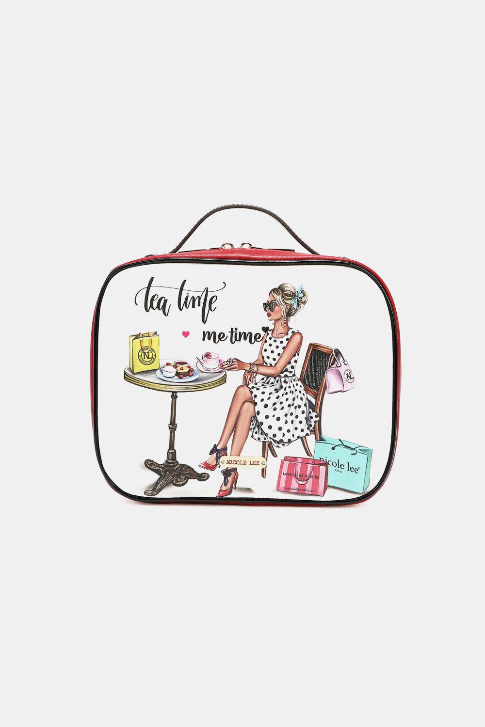 Nicole Lee Printed Handbag – Pebbled & Patent Leather with 3 Pouches