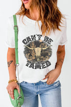 Western Graphic Round Neck Short Sleeve T-Shirt – Casual & Trendy