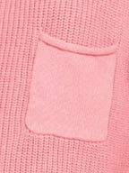 Pink Ribbed Sleeveless Pullover Mock Neck Chest Pocket, Relaxed Fit