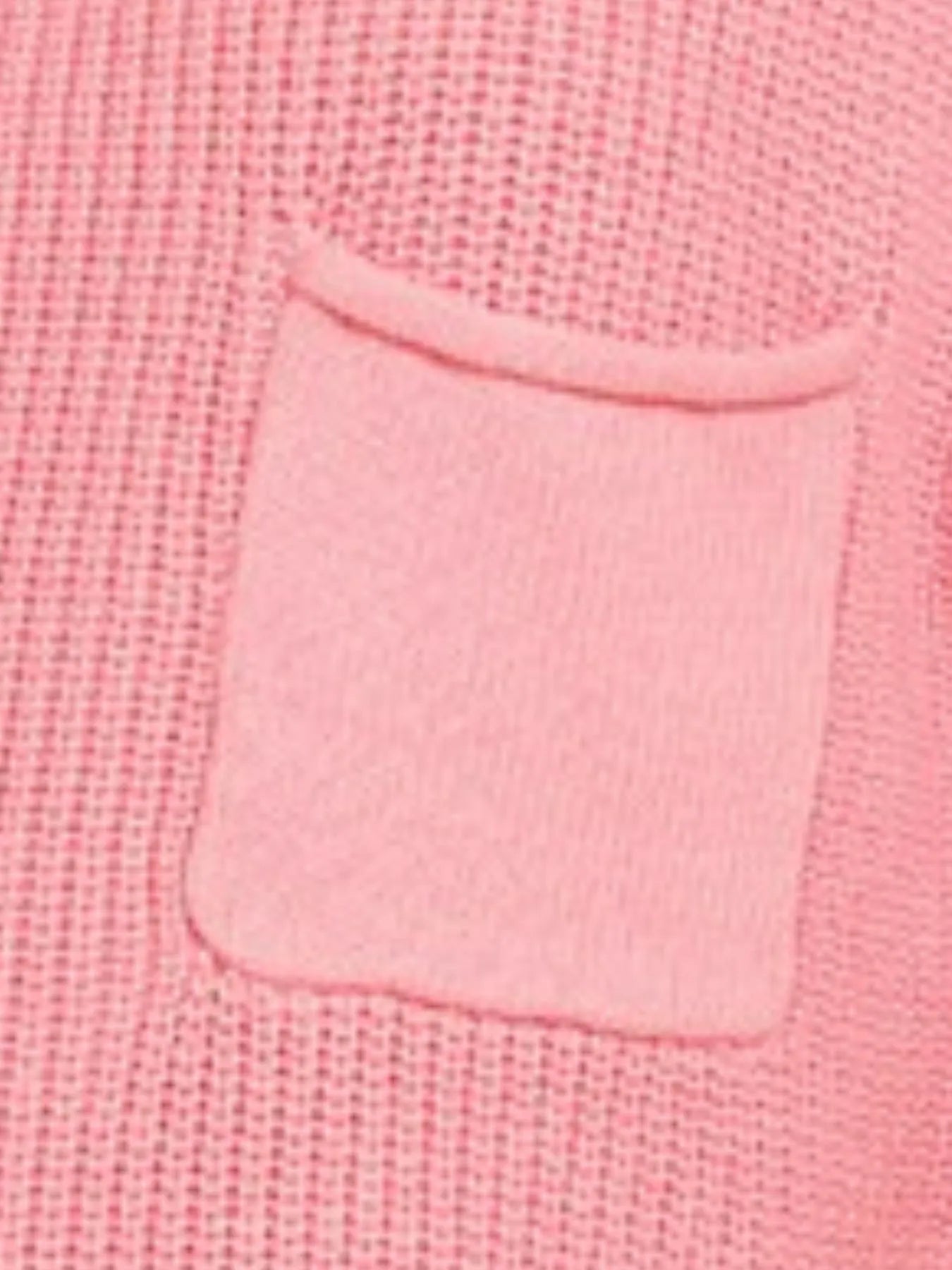 Pink Ribbed Sleeveless Pullover Mock Neck Chest Pocket, Relaxed Fit
