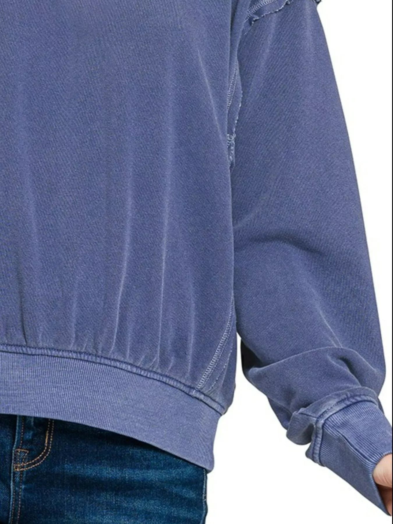 Zenana Soft Fleece Pigment Dye Round Neck Pullover